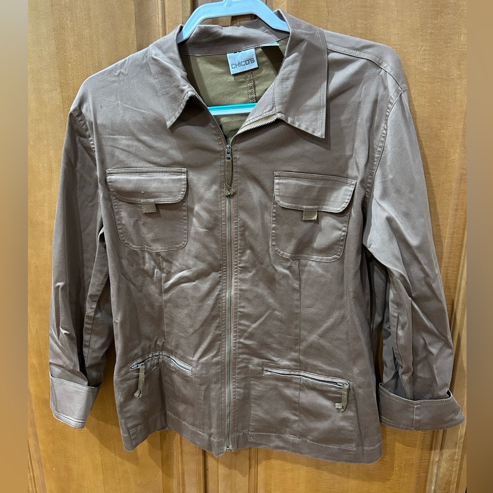 Chico's Tan Military Field Jacket ( Used But in Great Condition ) 🧥 - Picture 1 of 4